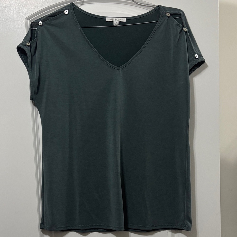 Green v-neck blouse